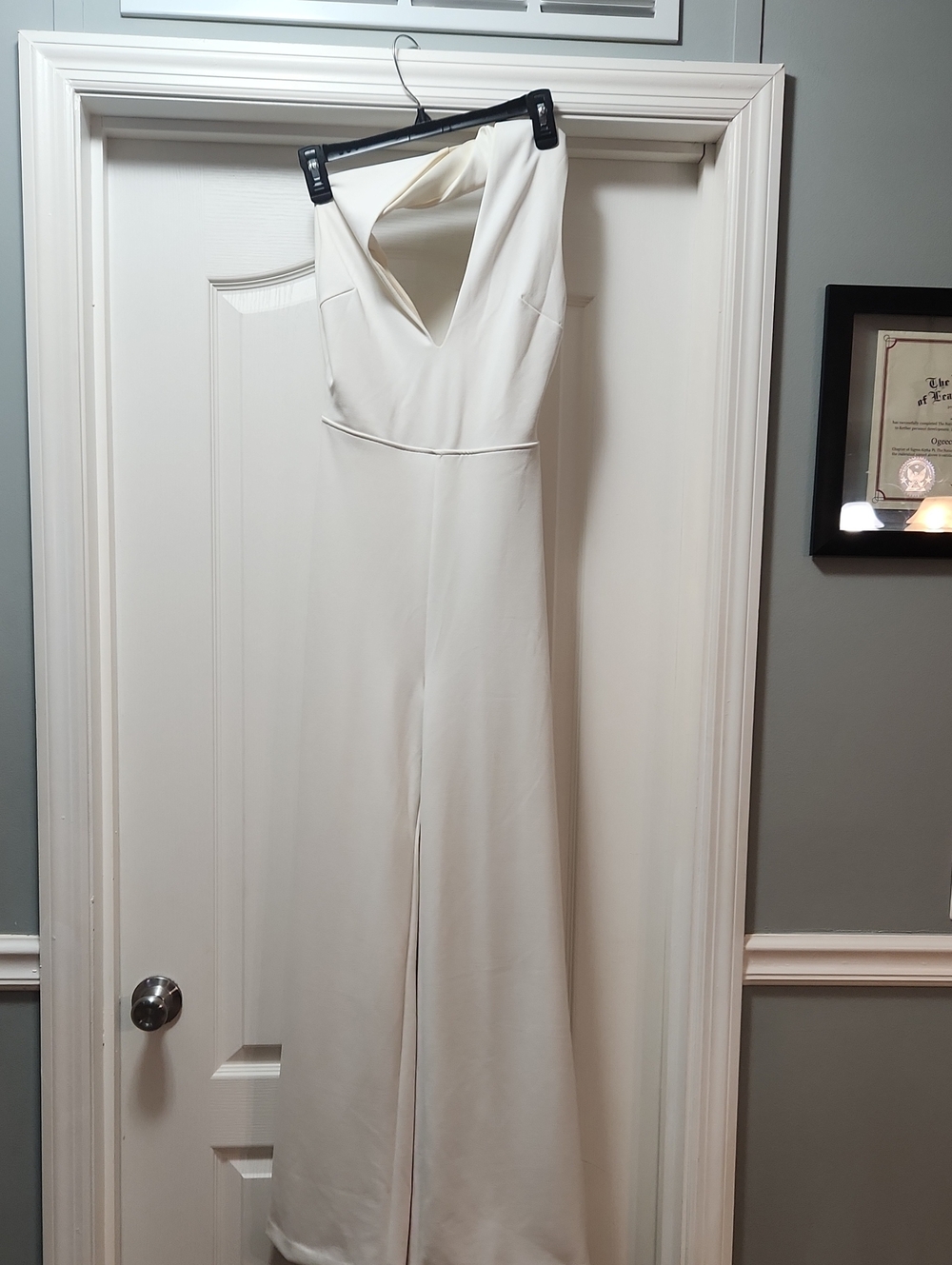 Lulu's Strapless Cream V-Neck Wide-Leg Jumpsuit